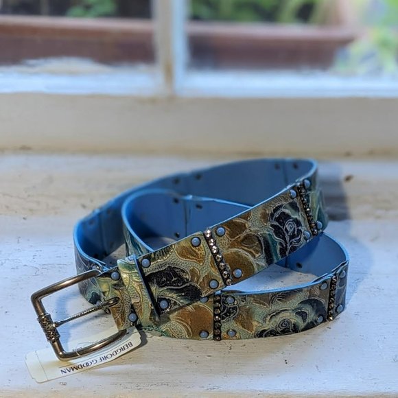 Nanni Blue + Multicolor Leather Belt With Bergdorf Goodman\'s Tag main image 4